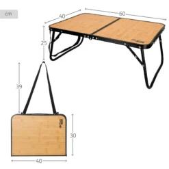 AKTIVE - Table De Camping Pliante Effet Bambou, 60x40x25 Cm -Tente Magasin aktive table de camping pliante effet bambou 60x40x25 cm 3
