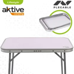 AKTIVE - Table Pliante Avec Poignée De Transport. Table De Camping 60x40x50 Cm -Tente Magasin aktive table pliante avec poignee de transport table de camping 60x40x50 cm 2
