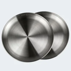 Assiette Plate De Camping | Diamètre Env. 23 Cm | Acier Inox | 2 Assiettes -Tente Magasin assiette plate de camping diametre env 23 cm acier inox 2 assiettes 3