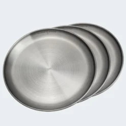 Assiette Plate De Camping | Diamètre Env. 23 Cm | Acier Inox | 3 Assiettes -Tente Magasin assiette plate de camping diametre env 23 cm acier inox 3 assiettes 2