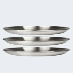 Assiette Plate De Camping | Diamètre Env. 23 Cm | Acier Inox | 3 Assiettes -Tente Magasin assiette plate de camping diametre env 23 cm acier inox 3 assiettes 6