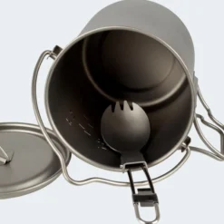 Batterie De Cuisine De Camping Set | Casseroles + Fourchette/Cuillère | Titane -Tente Magasin batterie de cuisine de camping set casseroles fourchettecuillere titane 2