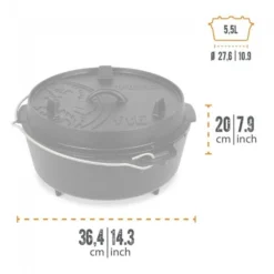 Petromax Dutch Oven FT6-6QT (avec Pieds) Ensemble - Poêle + Sac De Rangement + -Tente Magasin petromax dutch oven ft6 6qt avec pieds ensemble poele sac de rangement 2