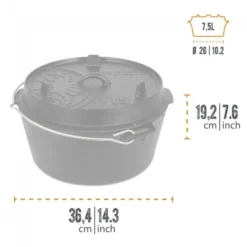 Petromax Dutch Oven FT9-9QT (Sans Pieds) Set - Poêle + Levier De Couvercle + -Tente Magasin petromax dutch oven ft9 9qt sans pieds set poele levier de couvercle 2