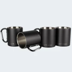 Tasse Thermique De Camping 300 Ml | Mousqueton | Acier Inoxydable | 4 Gobelets -Tente Magasin tasse thermique de camping 300 ml mousqueton acier inoxydable 4 gobelets 2