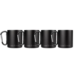 Tasse Thermique De Camping 300 Ml | Mousqueton | Acier Inoxydable | 4 Gobelets