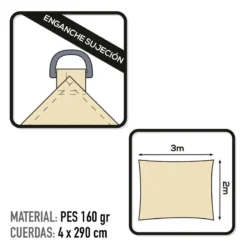 Voile D'ombrage Rectangulaire Aktive Garden Couleur Crème 6 Voile D'ombrage Rectangulaire Aktive Garden Couleur Crème -Tente Magasin voile dombrage rectangulaire aktive garden couleur creme 2